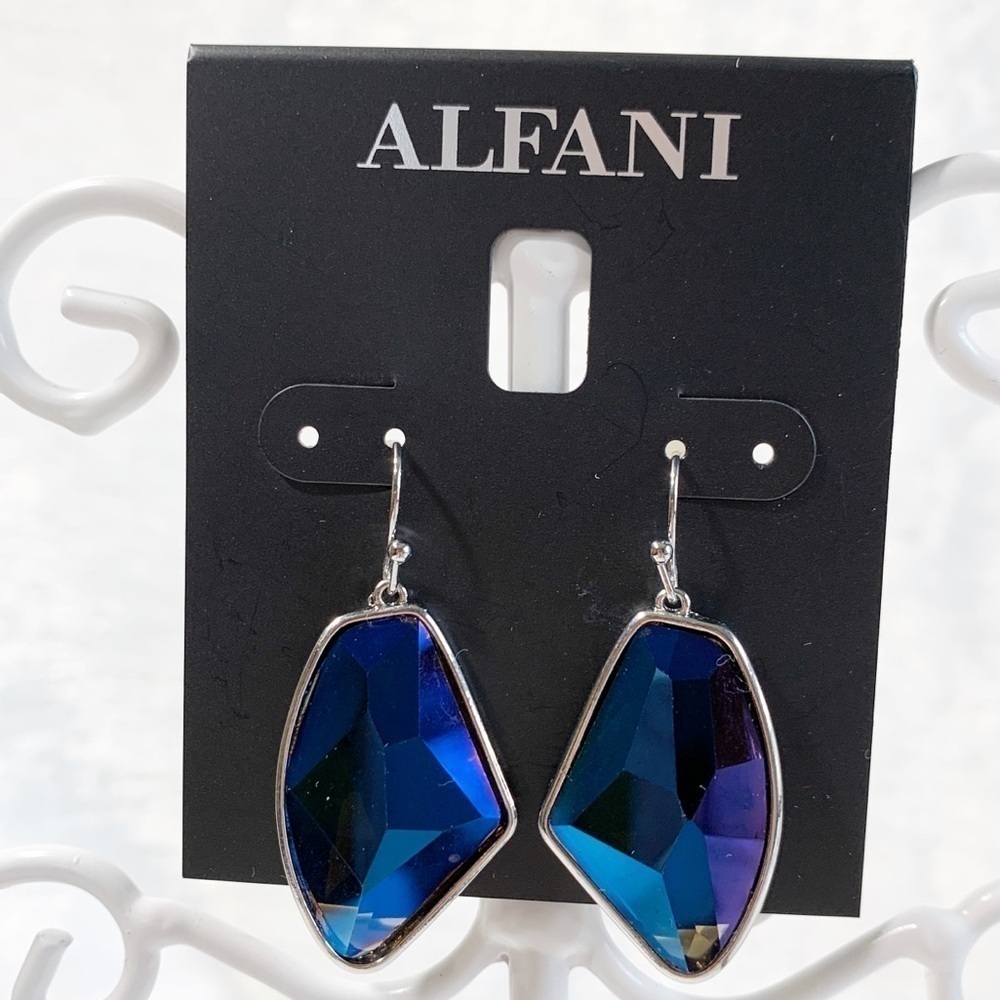 Alfani silver and brilliant blue drop earrings